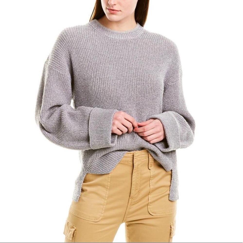 Joie Cicilia Wool Blend Merallic Sweater in Soft Heather Gray Size Small NWT